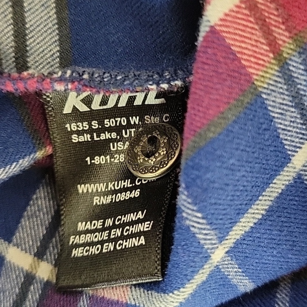 Kuhl Blue & Red Plaid Flannel Button-Up Shirt Medium outdoor women's casual - Picture 8 of 9